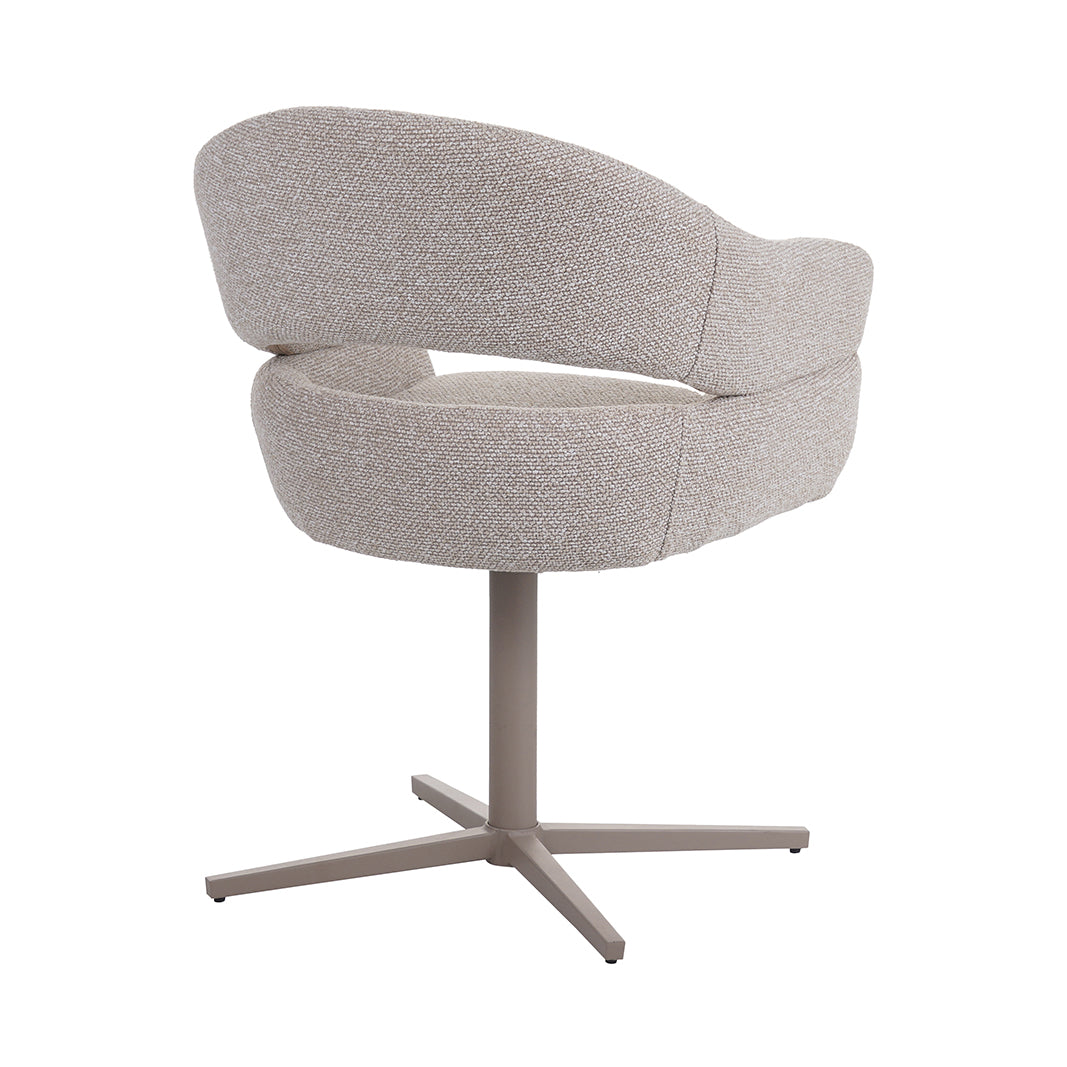 LABEL51 Eetkamerstoelen Donna - Naturel - Boucle - Taupe Metalen Frame