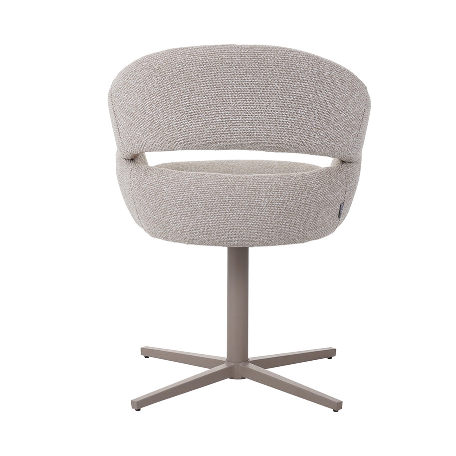 LABEL51 Eetkamerstoelen Donna - Naturel - Boucle - Taupe Metalen Frame