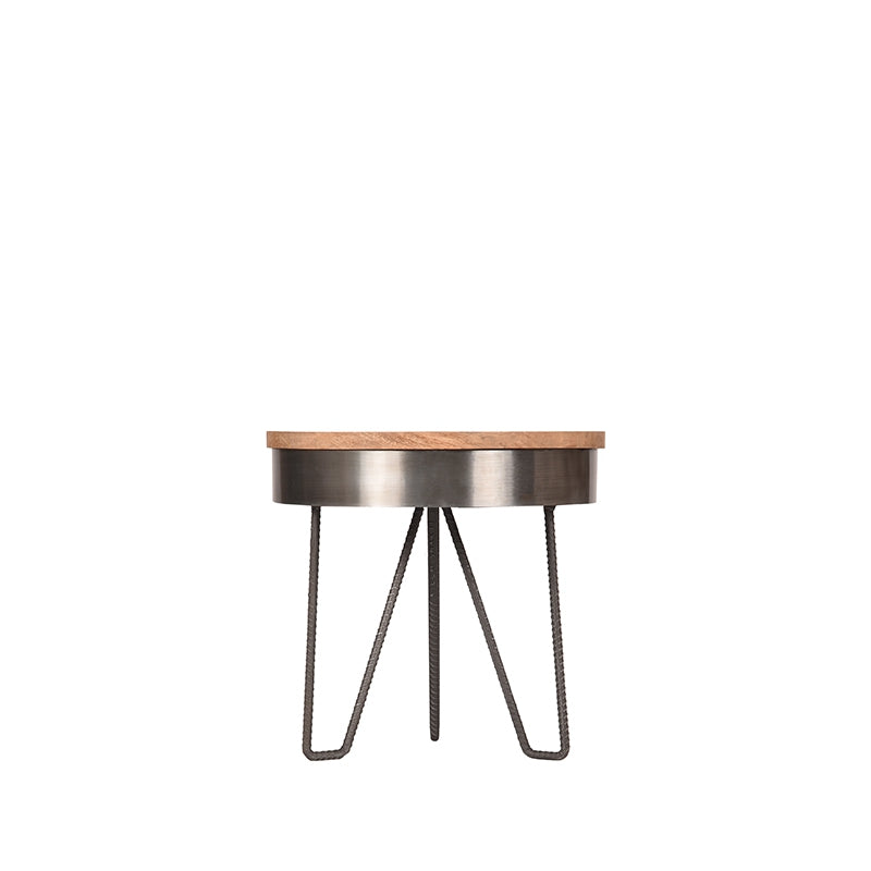 LABEL51 Bijzettafels Saran - Grijs - Metaal - 44 cm - Rond