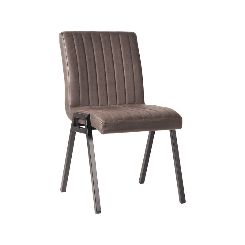 LABEL51 Eetkamerstoelen Matz - Antraciet - Kunstleder - Zwart Metalen Frame