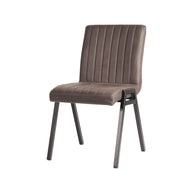 LABEL51 Eetkamerstoelen Matz - Antraciet - Kunstleder - Zwart Metalen Frame