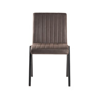 LABEL51 Eetkamerstoelen Matz - Antraciet - Kunstleder - Zwart Metalen Frame