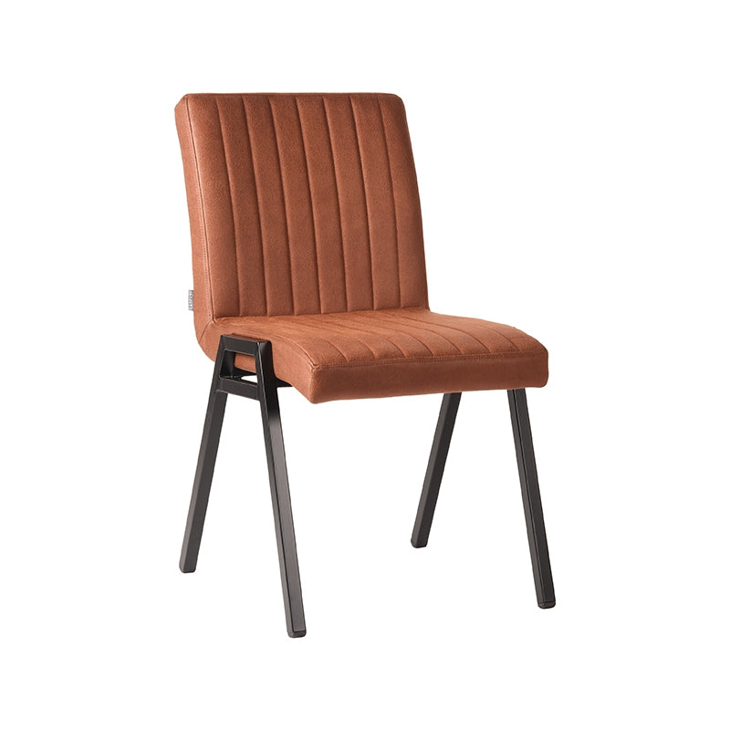 LABEL51 Eetkamerstoelen Matz - Cognac - Kunstleder - Zwart Metalen Frame