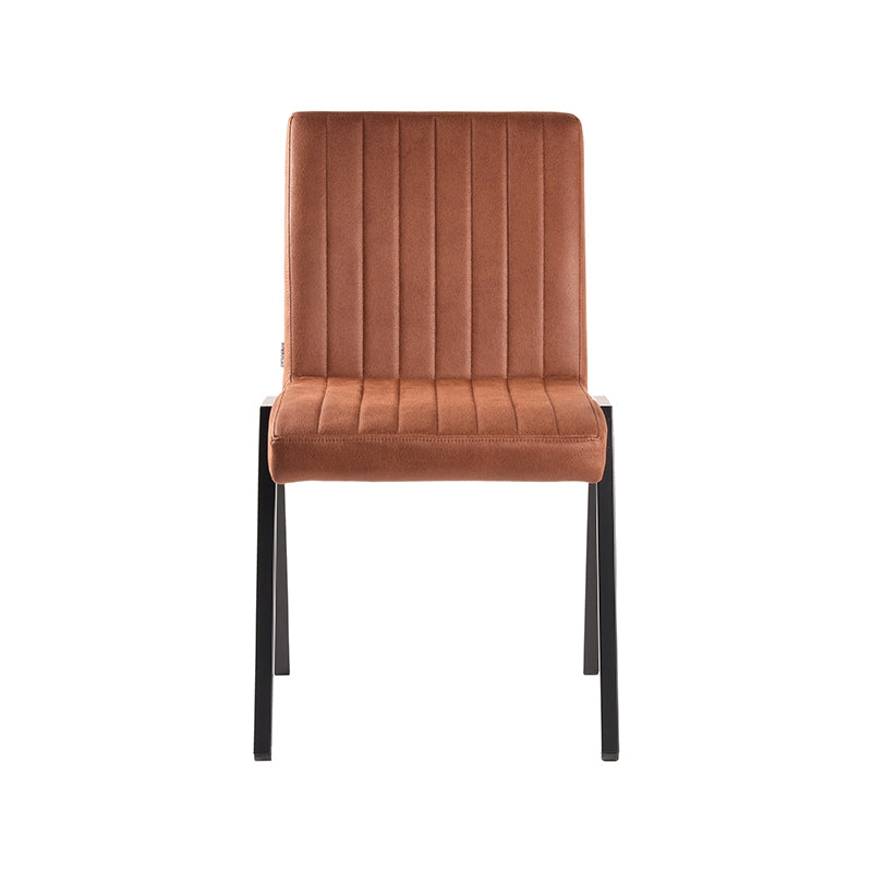 LABEL51 Eetkamerstoelen Matz - Cognac - Kunstleder - Zwart Metalen Frame