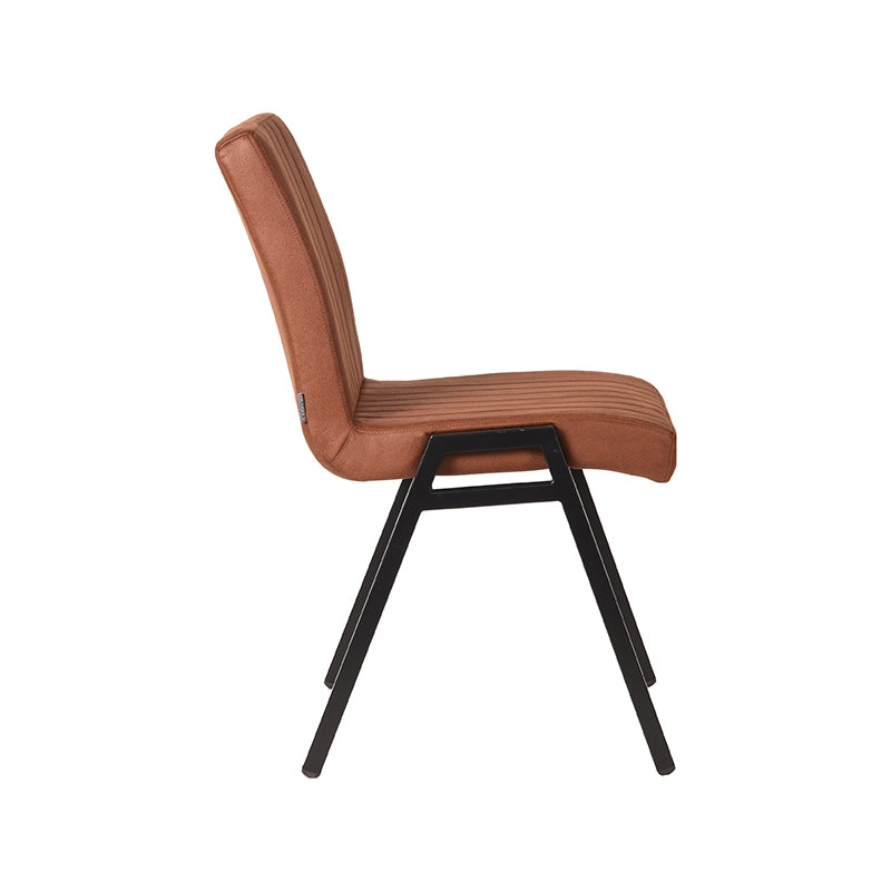 LABEL51 Eetkamerstoelen Matz - Cognac - Kunstleder - Zwart Metalen Frame