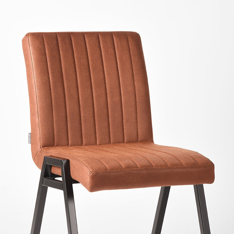 LABEL51 Eetkamerstoelen Matz - Cognac - Kunstleder - Zwart Metalen Frame