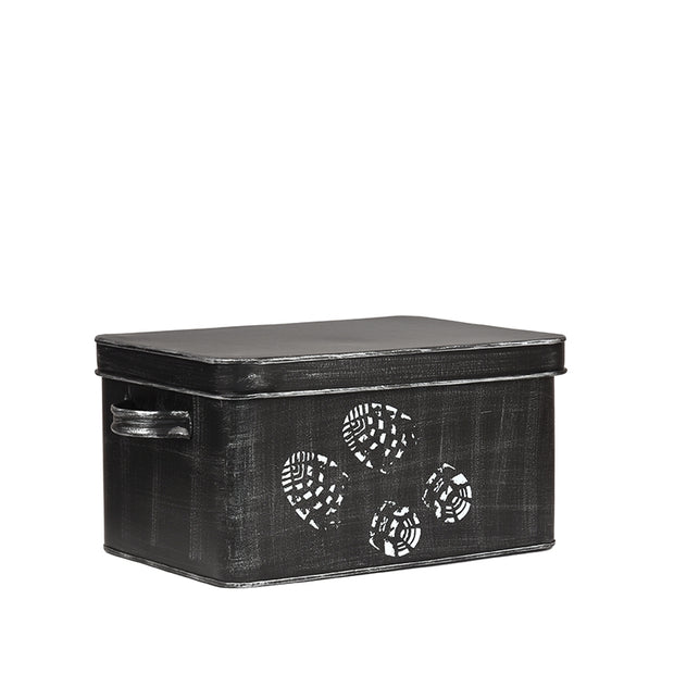 LABEL51 Opbergdozen en manden SchoenpoetsOpbergkist - Antiek Zwart - Metaal - One Size