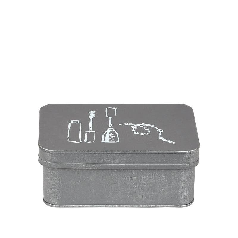 LABEL51 Opbergdozen en manden Make-Up opbergkist - Antiek Grijs - Metaal - One Size