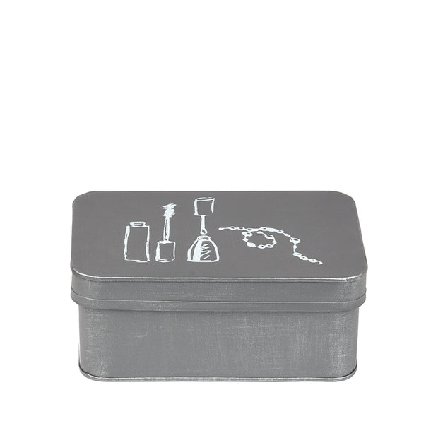 LABEL51 Opbergdozen en manden Make-Up opbergkist - Antiek Grijs - Metaal - One Size