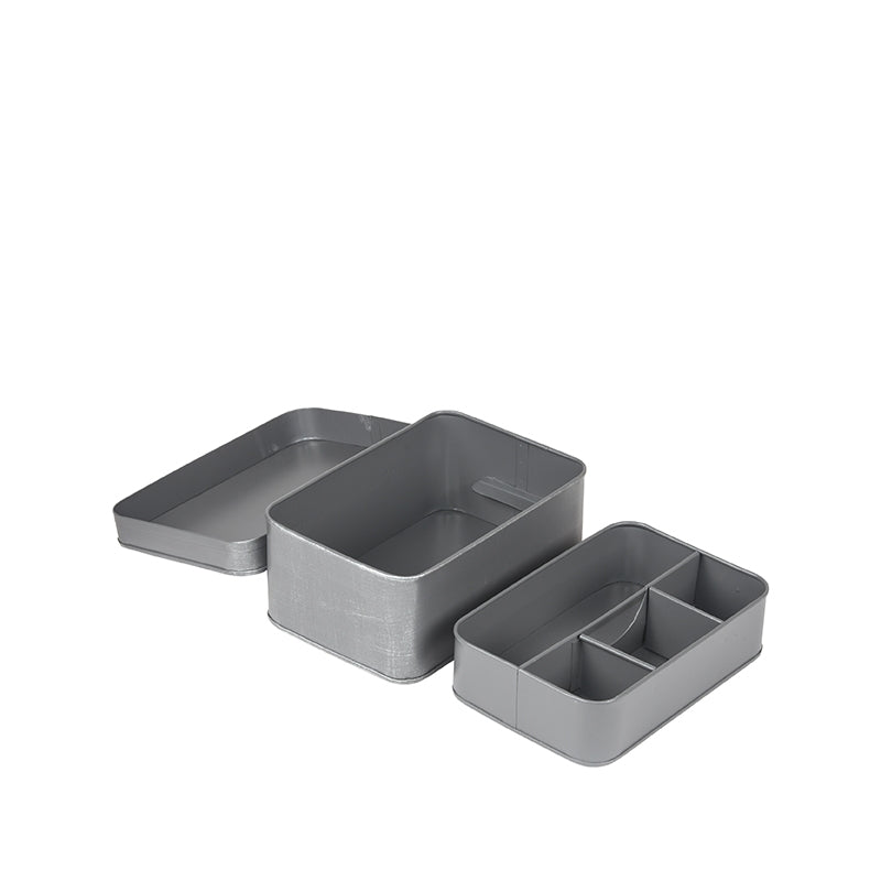 LABEL51 Opbergdozen en manden Make-Up opbergkist - Antiek Grijs - Metaal - One Size
