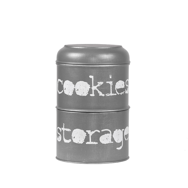 LABEL51 Opbergdozen en manden Opbergblik - Antiek Grijs - Metaal - 17x17x27 cm