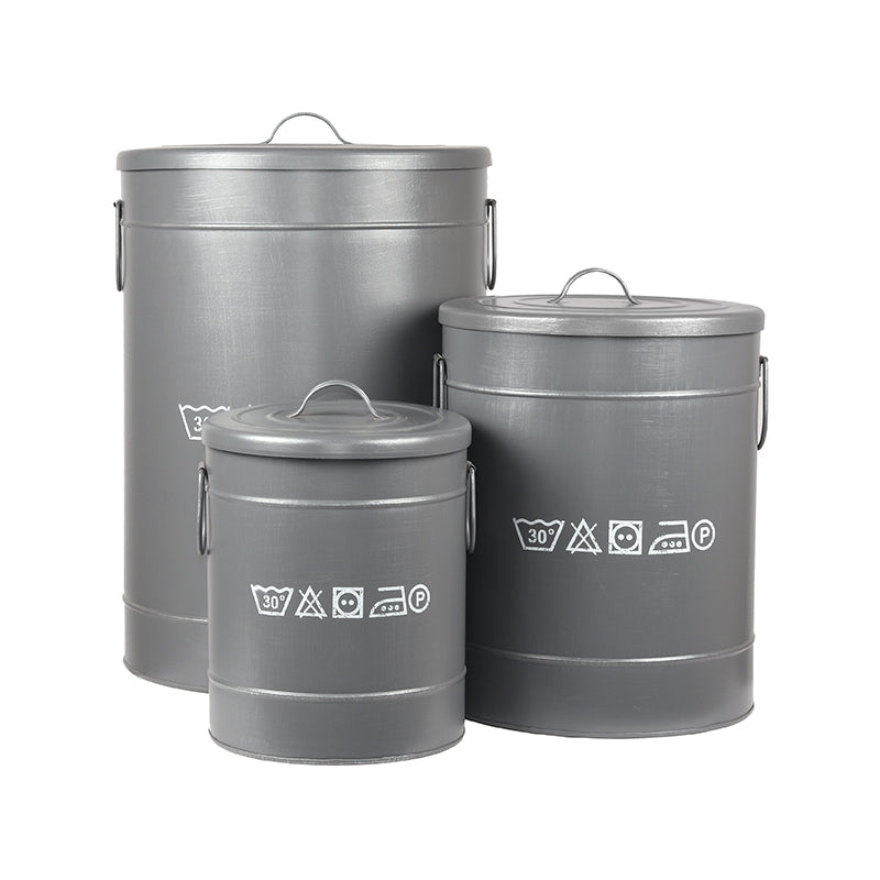 LABEL51 Opbergdozen en manden Wasmand - Antiek Grijs - Metaal - S