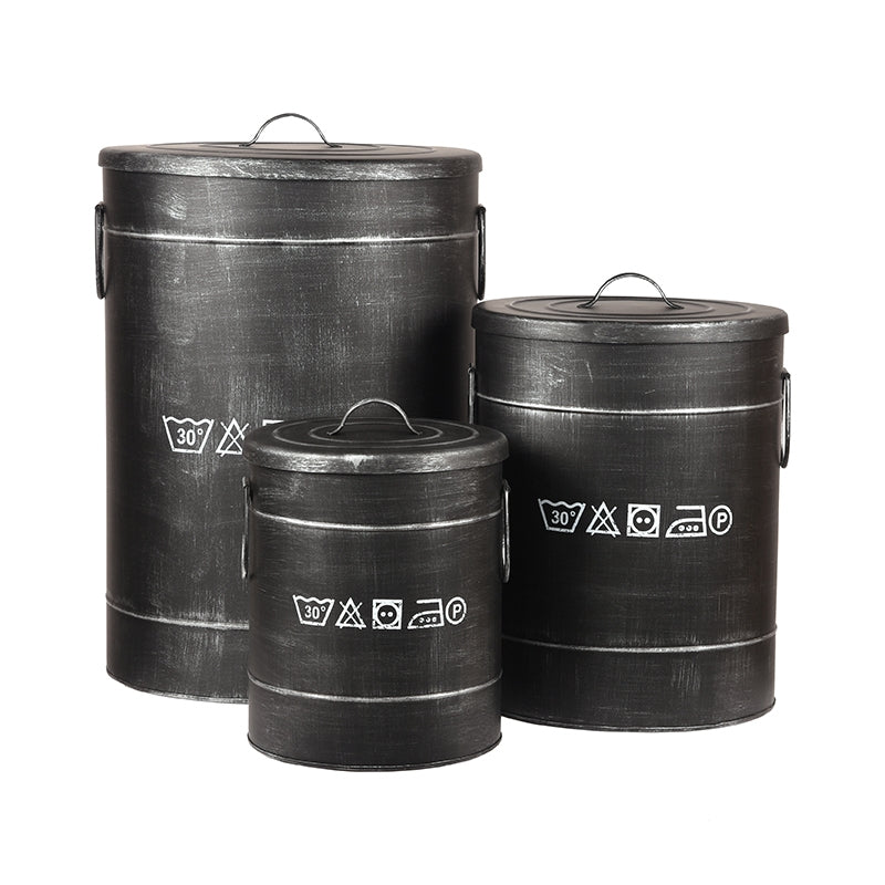 LABEL51 Opbergdozen en manden Wasmand - Antiek Zwart - Metaal - S