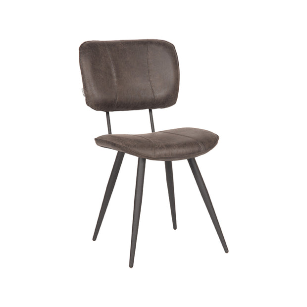 LABEL51 Eetkamerstoelen Fos - Antraciet - Leder - Zwart Metalen Frame
