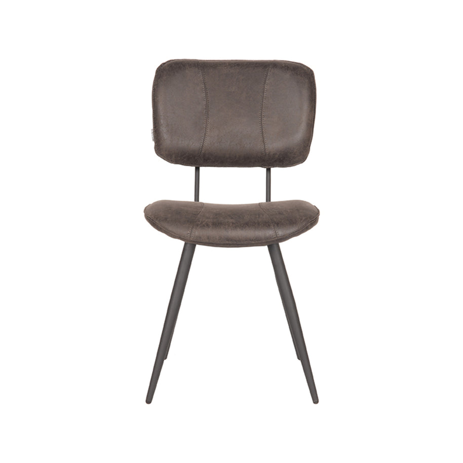 LABEL51 Eetkamerstoelen Fos - Antraciet - Leder - Zwart Metalen Frame