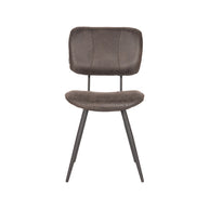 LABEL51 Eetkamerstoelen Fos - Antraciet - Leder - Zwart Metalen Frame