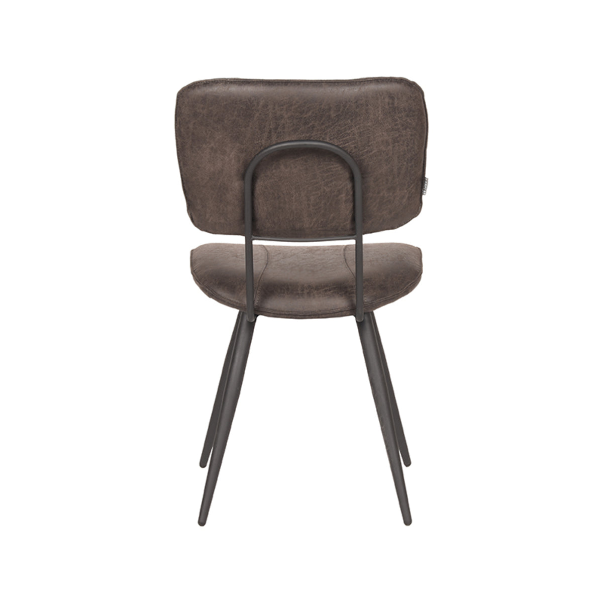 LABEL51 Eetkamerstoelen Fos - Antraciet - Leder - Zwart Metalen Frame