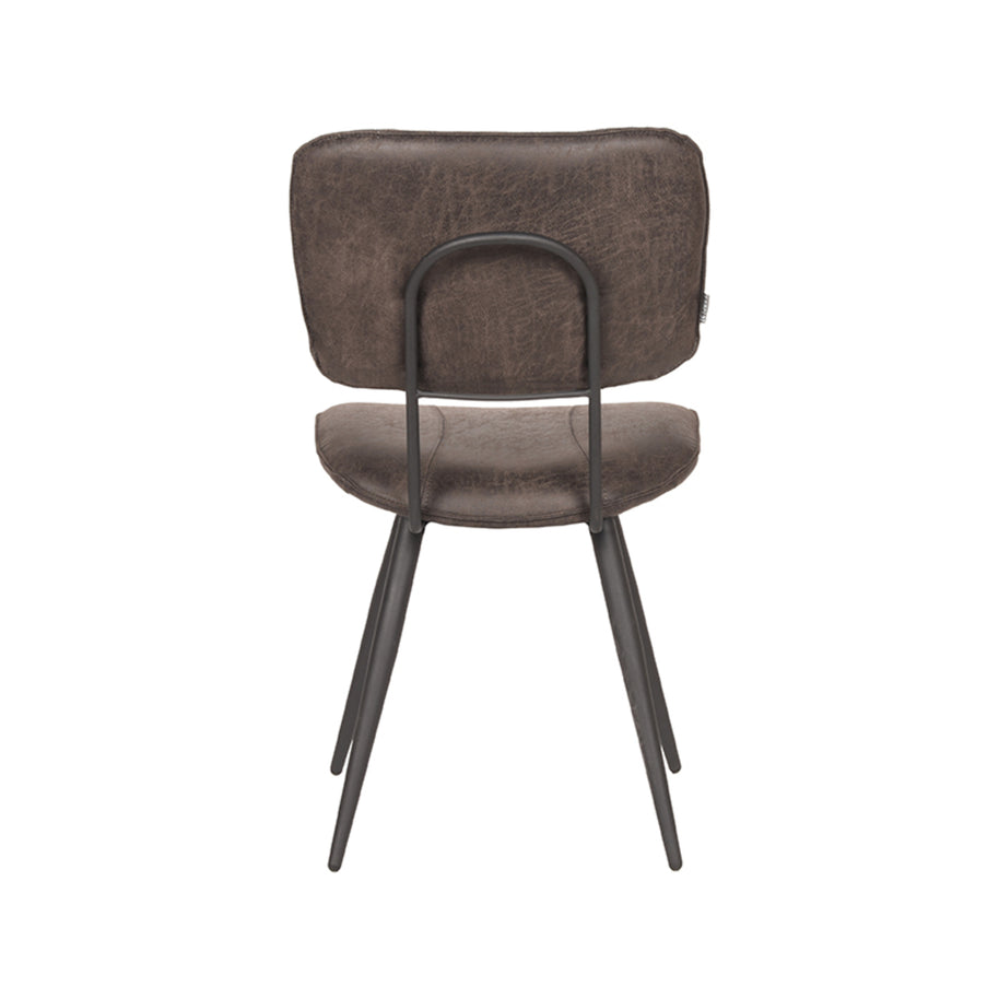 LABEL51 Eetkamerstoelen Fos - Antraciet - Leder - Zwart Metalen Frame