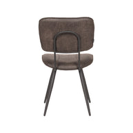 LABEL51 Eetkamerstoelen Fos - Antraciet - Leder - Zwart Metalen Frame