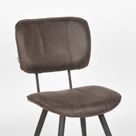 LABEL51 Eetkamerstoelen Fos - Antraciet - Leder - Zwart Metalen Frame