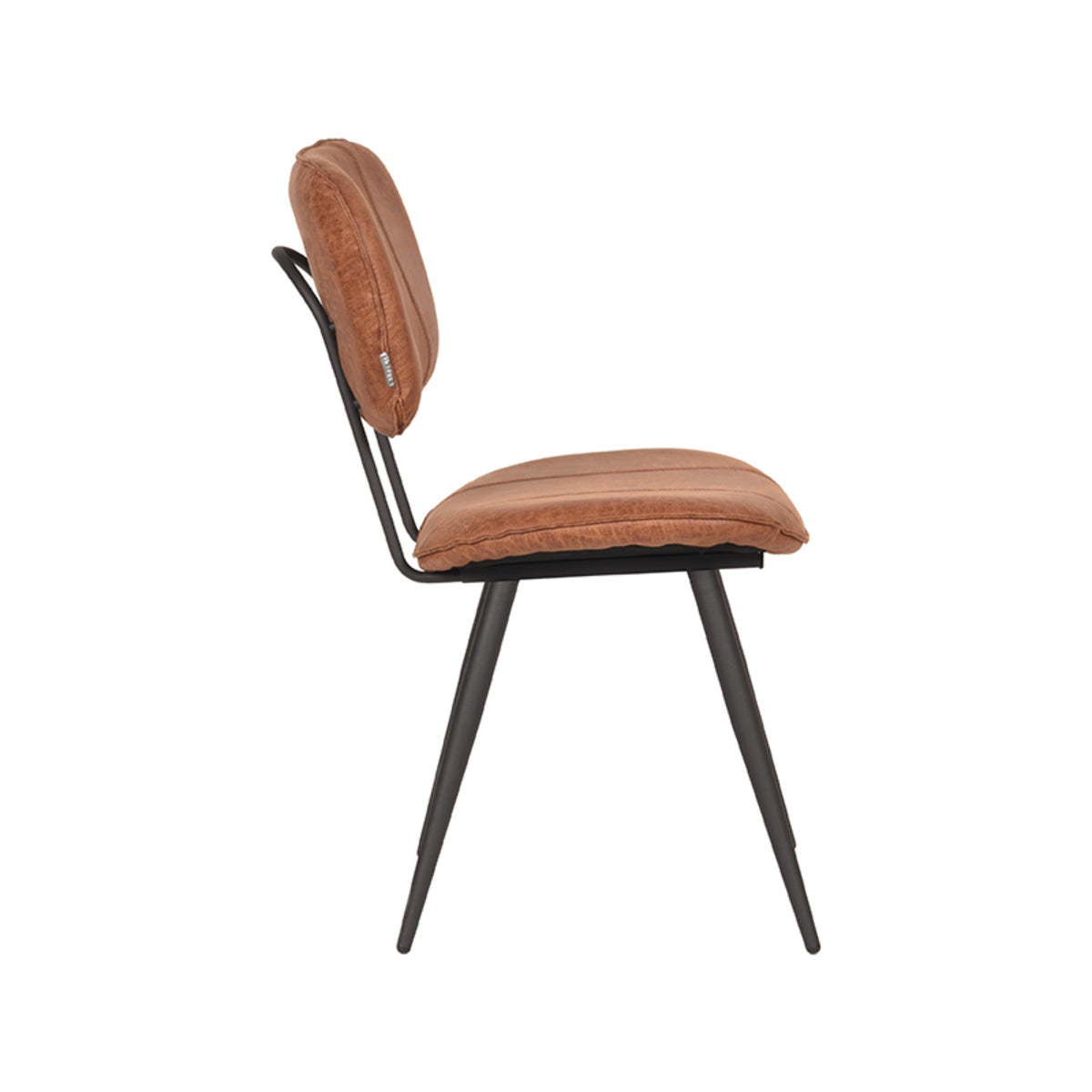 LABEL51 Eetkamerstoelen Fos - Cognac - Leder - Zwart Metalen Frame