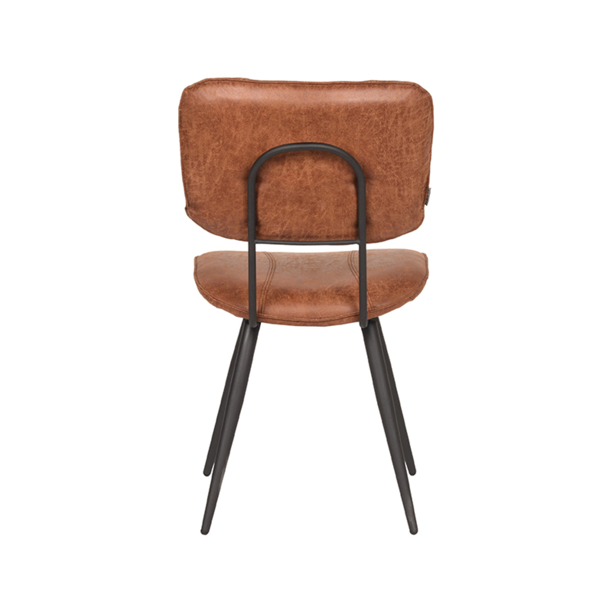 LABEL51 Eetkamerstoelen Fos - Cognac - Leder - Zwart Metalen Frame