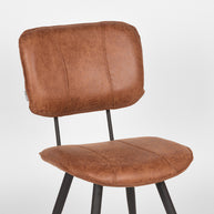 LABEL51 Eetkamerstoelen Fos - Cognac - Leder - Zwart Metalen Frame