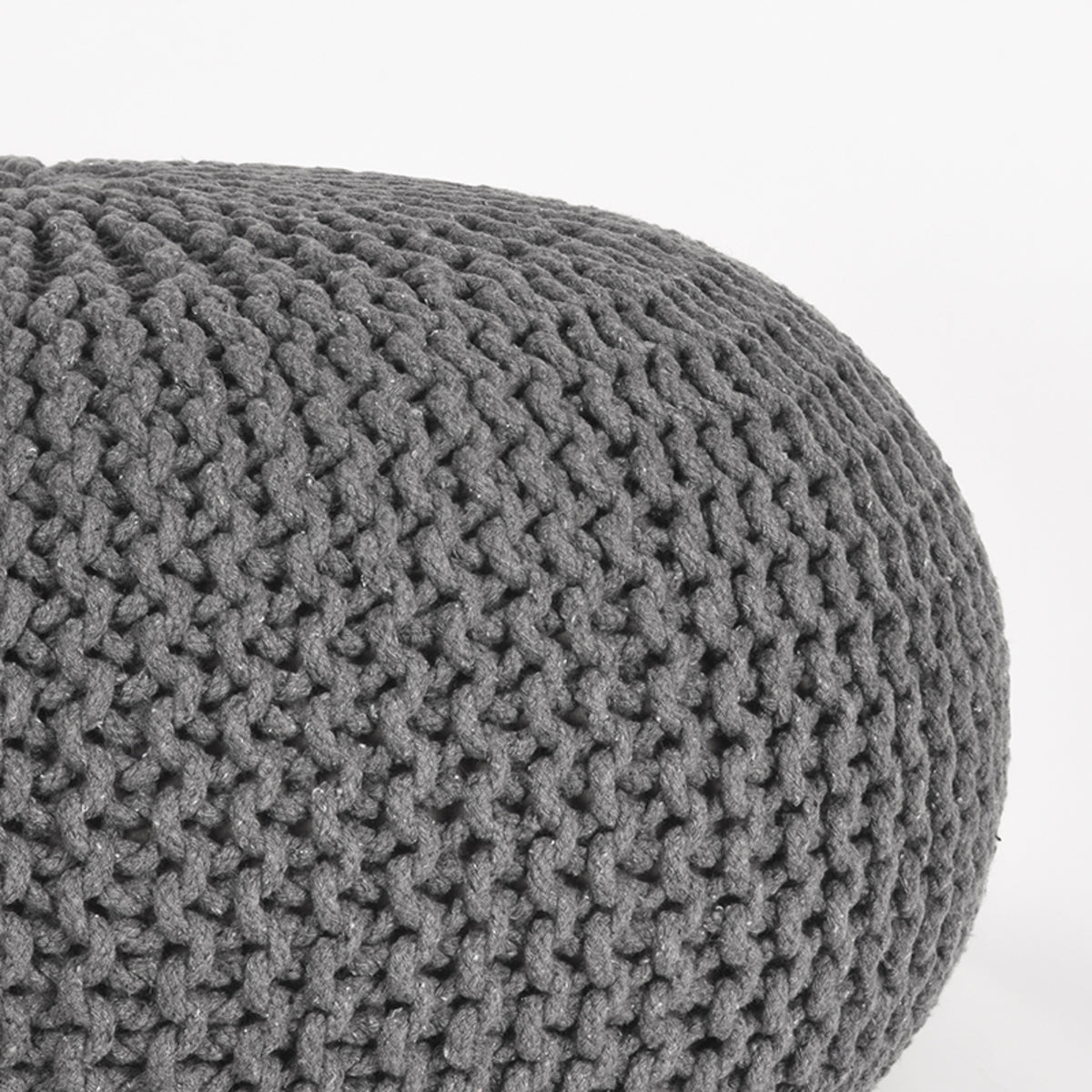 LABEL51 Poefs Knitted - Donkergrijs - Katoen - L