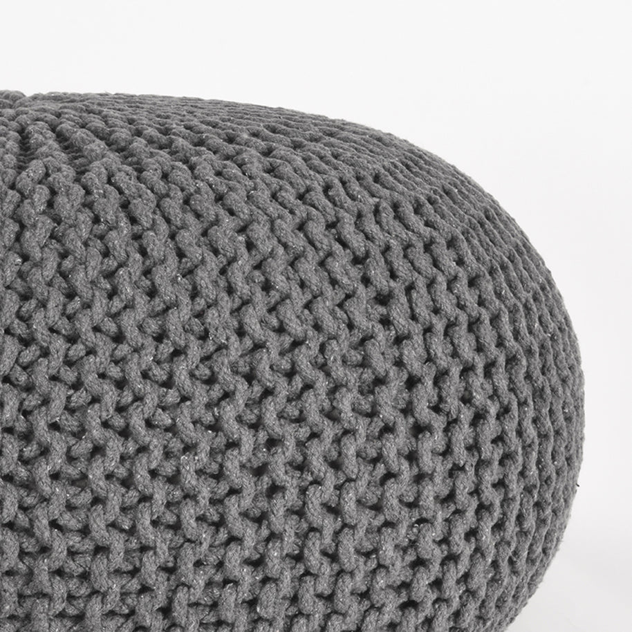 LABEL51 Poefs Knitted - Donkergrijs - Katoen - L