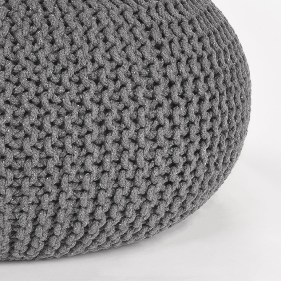 LABEL51 Poefs Knitted - Donkergrijs - Katoen - L
