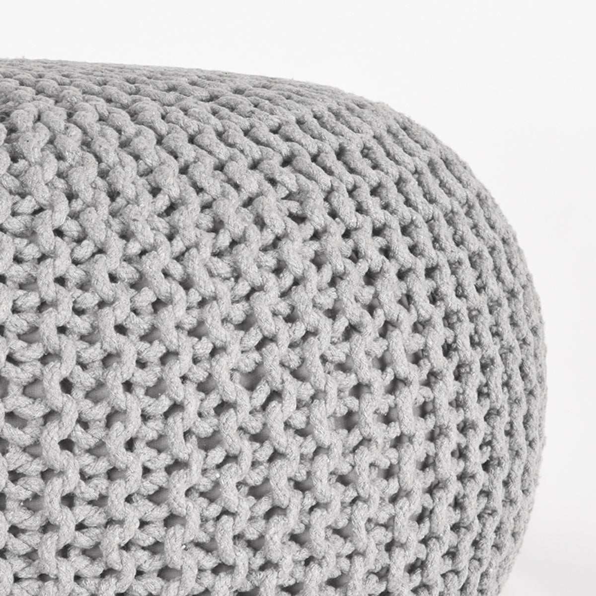 LABEL51 Poefs Knitted - Lichtgrijs - Katoen - L