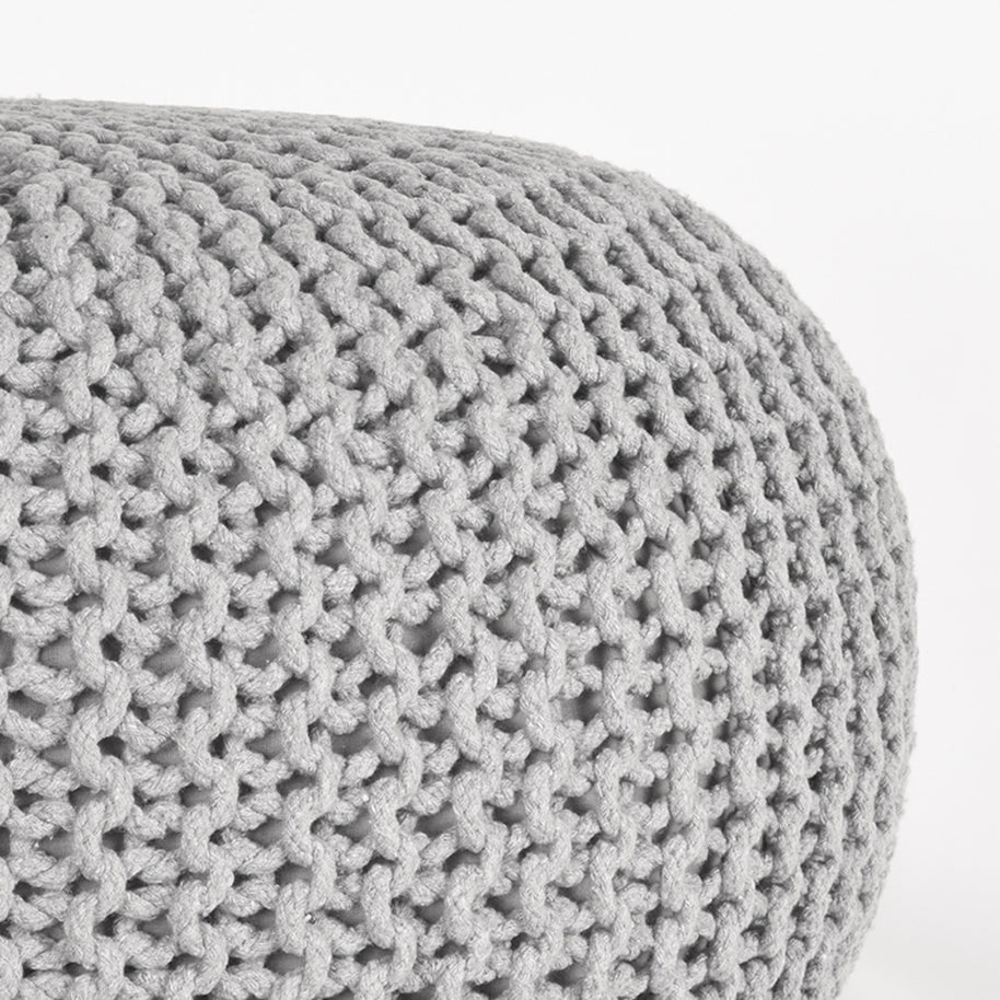 LABEL51 Poefs Knitted - Lichtgrijs - Katoen - L