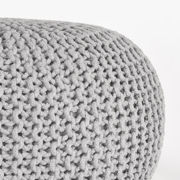 LABEL51 Poefs Knitted - Lichtgrijs - Katoen - L