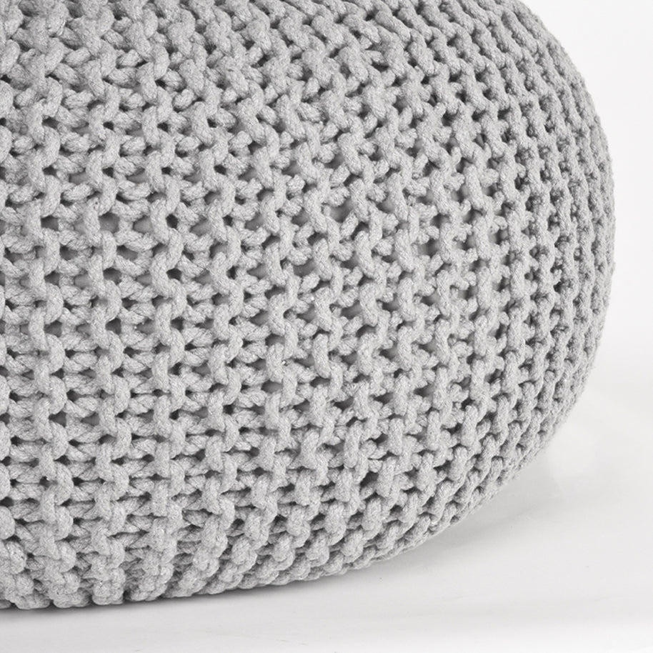 LABEL51 Poefs Knitted - Lichtgrijs - Katoen - L