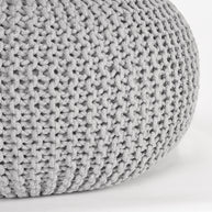 LABEL51 Poefs Knitted - Lichtgrijs - Katoen - L