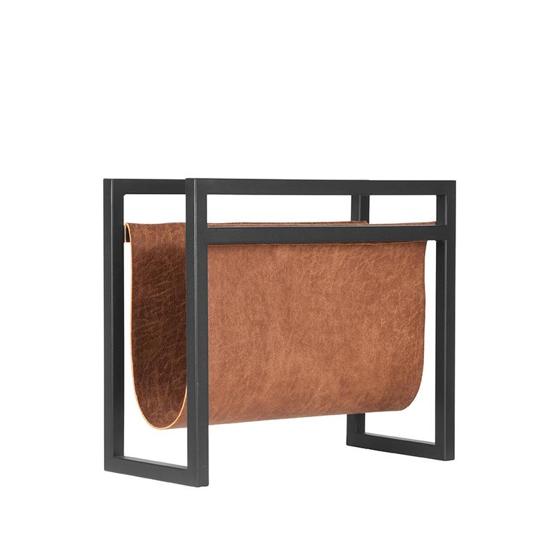LABEL51 Woondecoratie Magazinehouder - Cognac - Leder - One Size