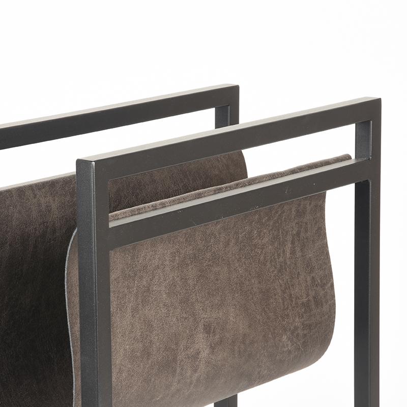 LABEL51 Woondecoratie Magazinehouder - Antraciet - Leder - One Size
