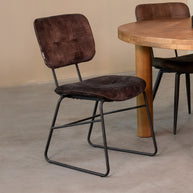 LABEL51 Eetkamerstoelen Dez - Antraciet - Velvet - Zwart Metalen Frame