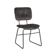 LABEL51 Eetkamerstoelen Dez - Antraciet - Velvet - Zwart Metalen Frame