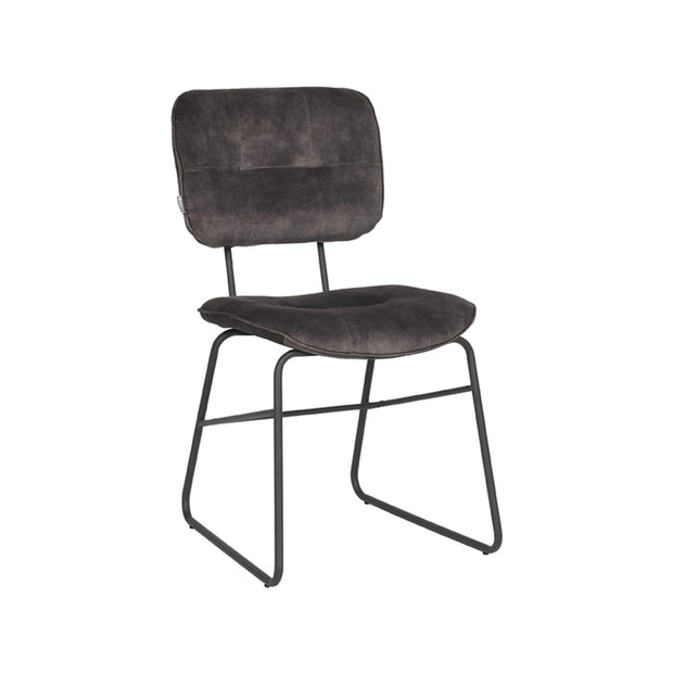 LABEL51 Eetkamerstoelen Dez - Antraciet - Velvet - Zwart Metalen Frame