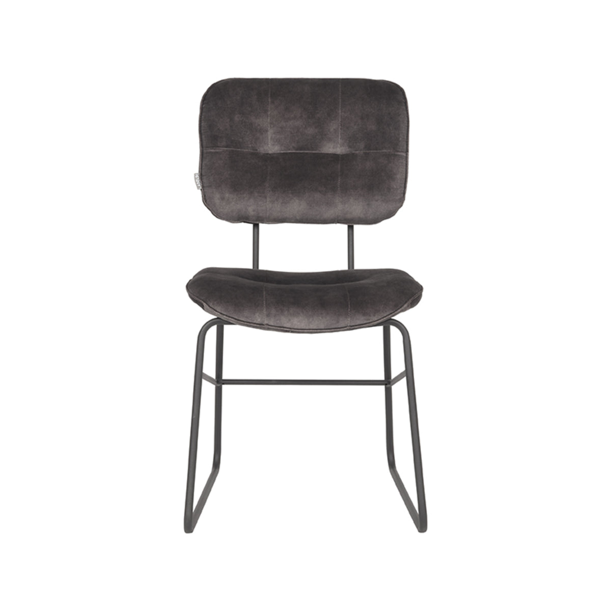 LABEL51 Eetkamerstoelen Dez - Antraciet - Velvet - Zwart Metalen Frame