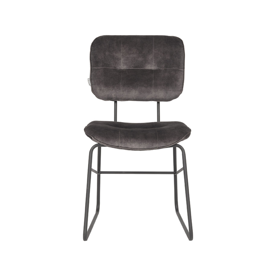 LABEL51 Eetkamerstoelen Dez - Antraciet - Velvet - Zwart Metalen Frame