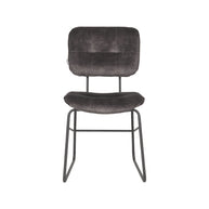 LABEL51 Eetkamerstoelen Dez - Antraciet - Velvet - Zwart Metalen Frame