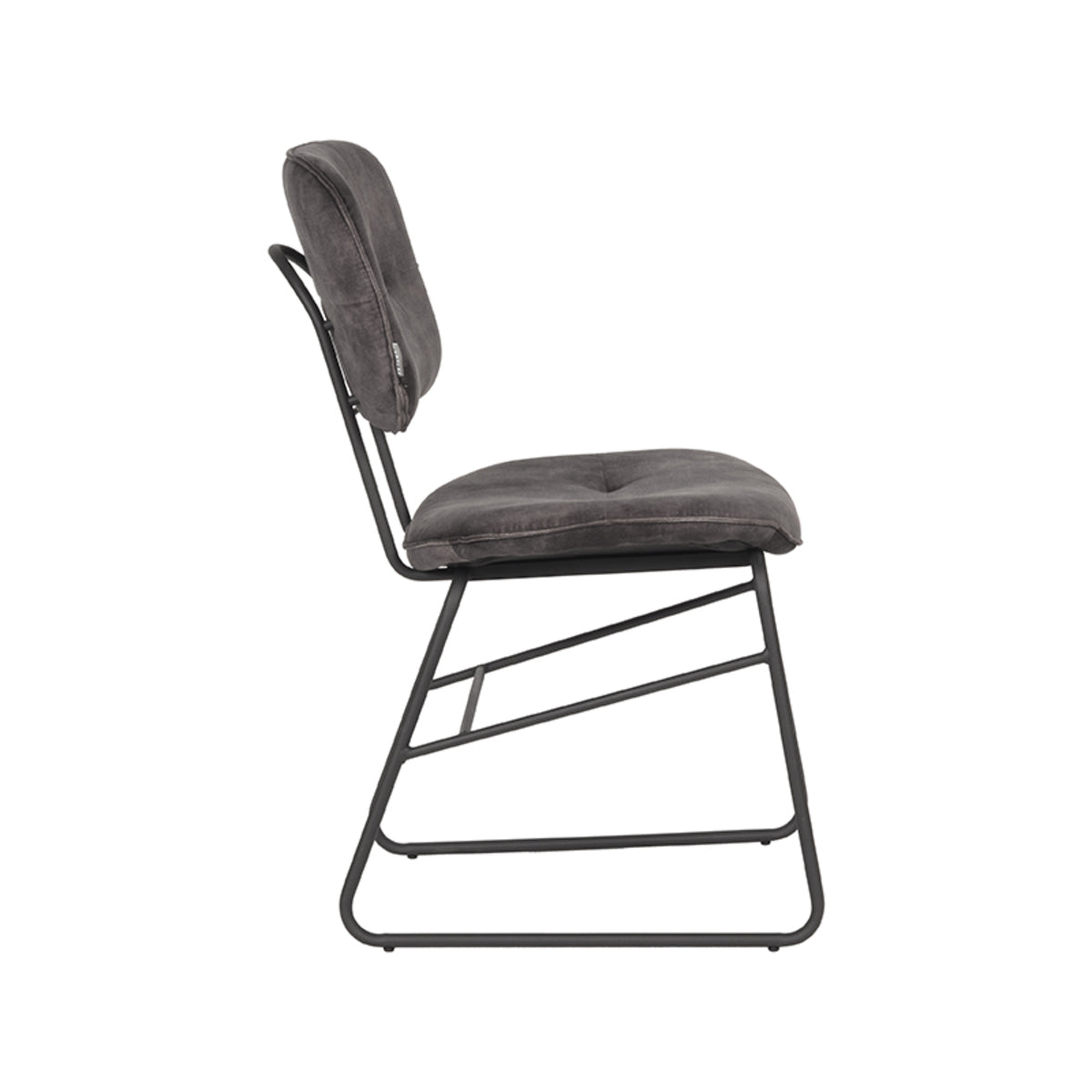 LABEL51 Eetkamerstoelen Dez - Antraciet - Velvet - Zwart Metalen Frame