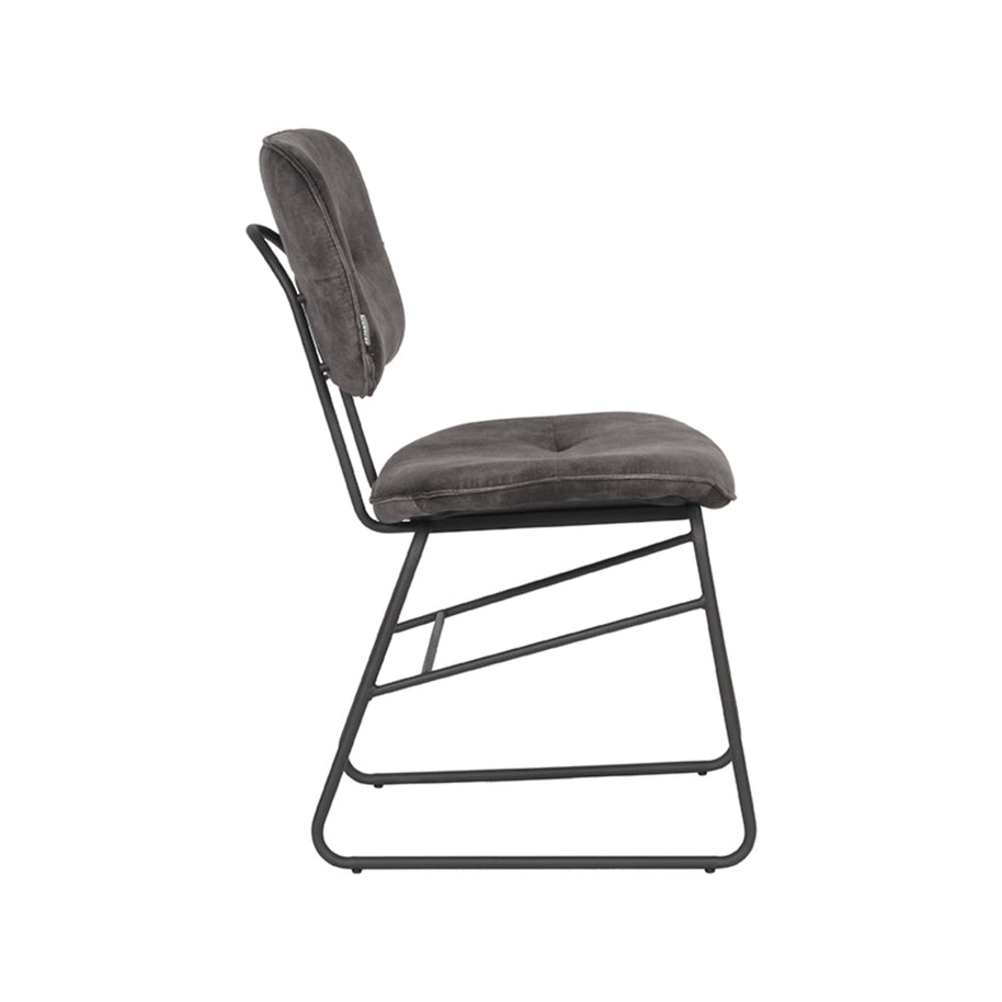 LABEL51 Eetkamerstoelen Dez - Antraciet - Velvet - Zwart Metalen Frame