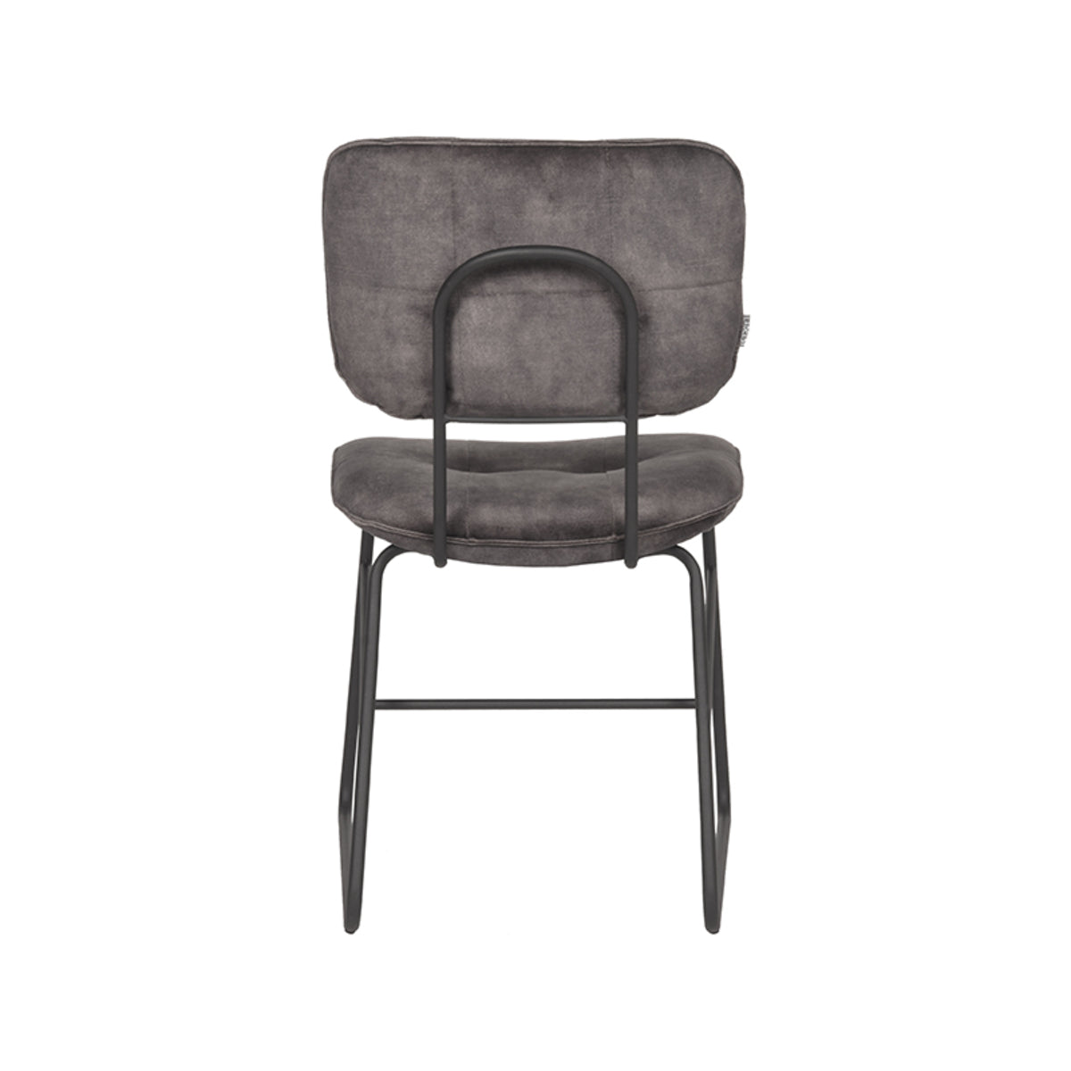LABEL51 Eetkamerstoelen Dez - Antraciet - Velvet - Zwart Metalen Frame