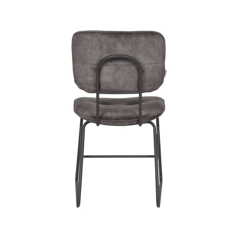 LABEL51 Eetkamerstoelen Dez - Antraciet - Velvet - Zwart Metalen Frame