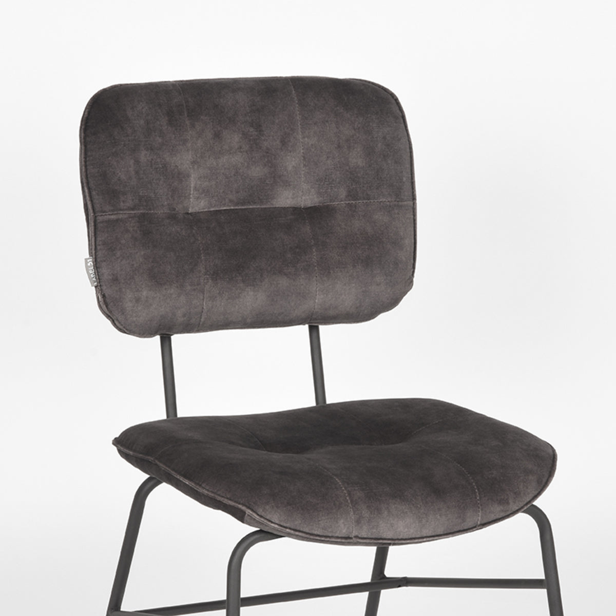LABEL51 Eetkamerstoelen Dez - Antraciet - Velvet - Zwart Metalen Frame