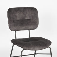 LABEL51 Eetkamerstoelen Dez - Antraciet - Velvet - Zwart Metalen Frame