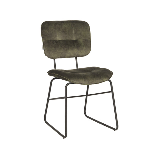 LABEL51 Eetkamerstoelen Dez - Hunter - Velvet - Zwart Metalen Frame